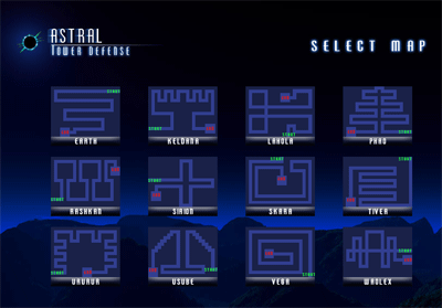 Astral Tower Defense - Map Selection