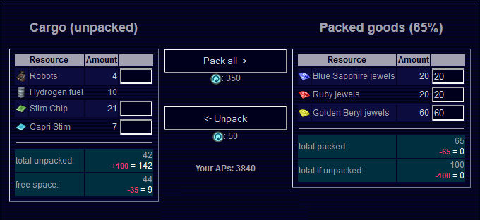 Pack Goods Interface